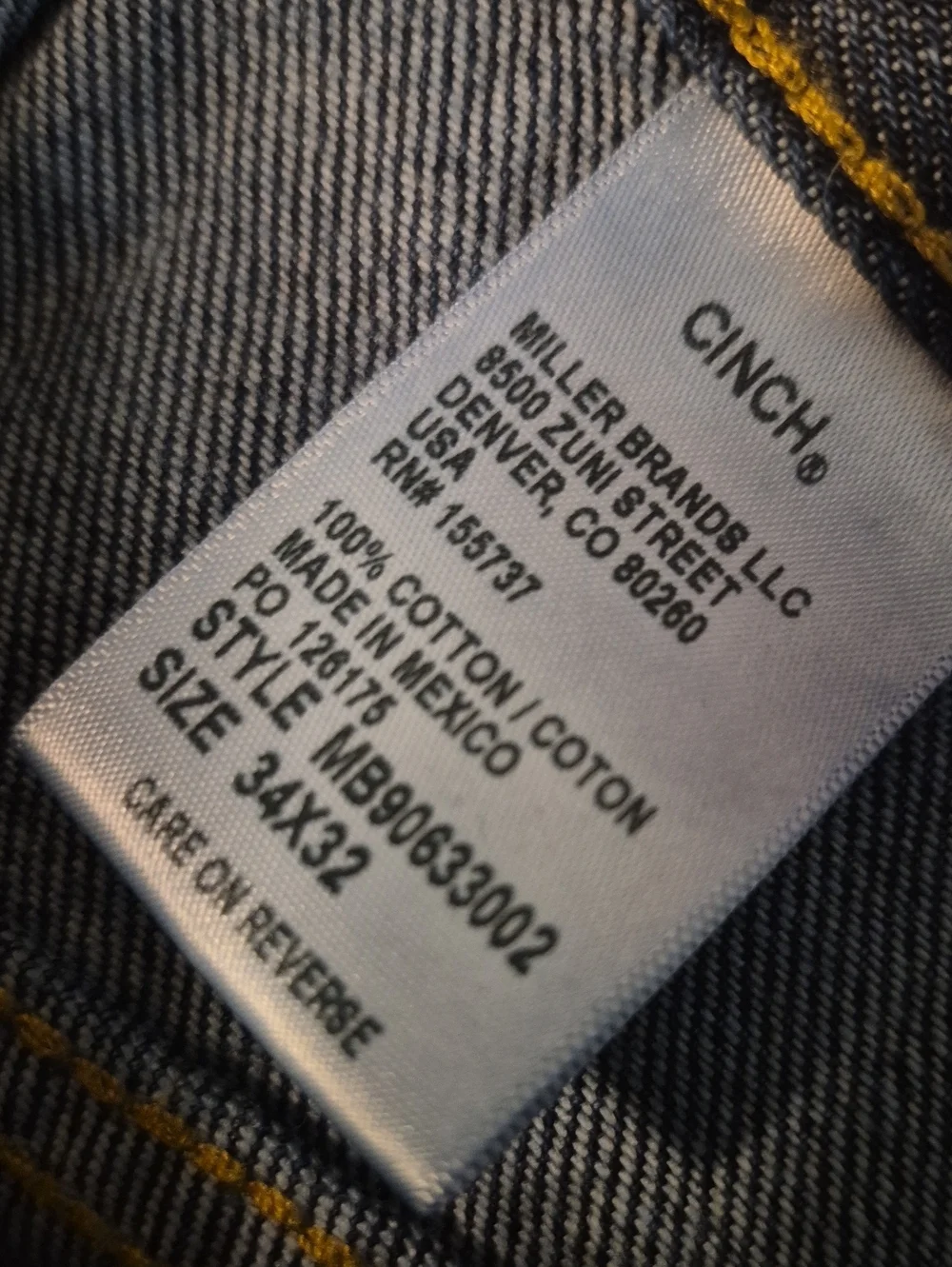 Cinch Jeans  Black Patch.relaxed Fit. 34